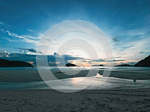 Sunrise by the beach, blue hour.