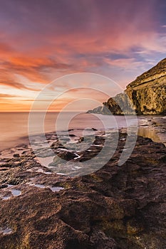 Sunrise on the beach of Corral in Carboneras