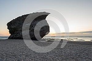 Sunrise on the beach of the dead of Carboneras