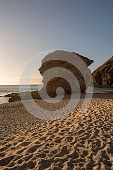 Sunrise on the beach of the dead of Carboneras