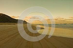 Sunrise on a beach in Fraser Island, Australia