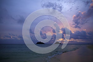 Sunrise on the beach in hawaii