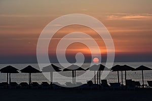 Sunrise at a beach in Katerini , greece