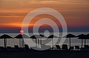 Sunrise at a beach in Katerini , greece