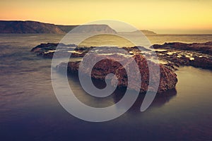 Sunrise on the beach Playazo in the Natural Park of Cabo de Gata, Spain photo