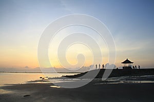 sunrise at beautiful beach silouete photo