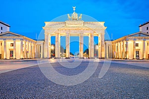 Sunrise in Berlin, The Brandenburg Gate in Berlin at night, Germ