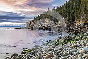 Sunrise at Boulder Beach and the Otter Cliffs - Maine