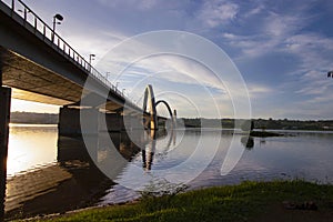 Sunrise on the bridge and islet photo