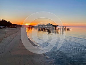 Sunrise broken pier The grand Lodge Marriott signature hotel point clear Fairhope Alabama