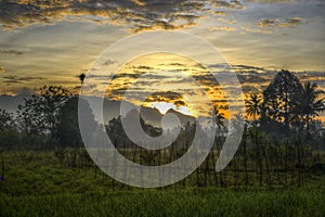 Sunrise of Bukit Barisan From a Field, Limapuluh Kota, Sumbar, Indonesia