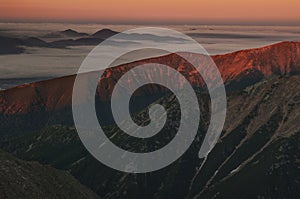 Sunrise from Bystra mountain at West Tatras