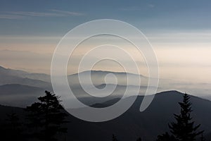 Sunrise in Cades Cover in the Great Smoky Mountains National Park in Tennessee