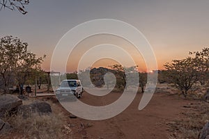 Sunrise at a campsite in the Hoada Rest Camp