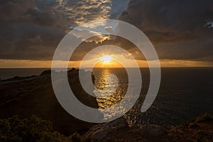 Sunrise in the Cap Martinet on the island of Ibiza