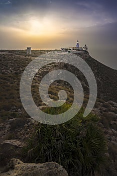 Sunrise at the Carboneras lighthouse in Almeria