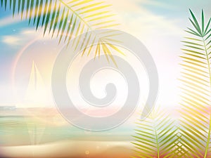 Sunrise on Caribbean beach design template. photo