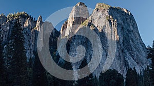 A Sunrise on The Cathedral in Yosemite Valley, California