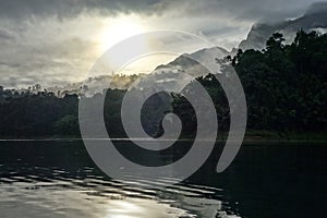 Sunrise on Cheow Lan Lake, Khao Sok National Park, Thailand