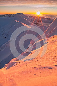 Sunrise from Chopok mountain in Low Tatras