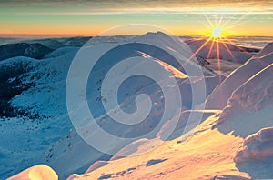 Sunrise from Chopok mountain in Low Tatras