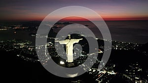 Sunrise At Christ The Redeemer Statue In Rio De Janeiro Brazil.