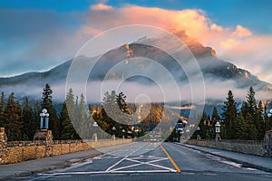 Sunrise Clouds Over A Mountain Road In Banff