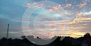 Sunrise in the cluody day