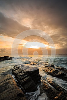 Sunrise in coast of Castro Urdiales, Cantabria