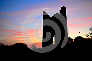 Sunrise colours at Wheal Uny Hinds Engine House, Redruth Cornwall Uk