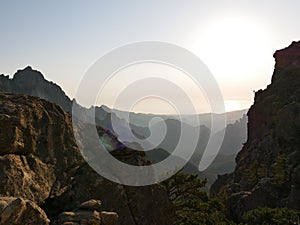 Sunrise on the Corsican mountain