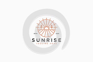 Sunrise Countryside Rural View Field Agriculture Landscape Logo