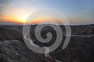 Sunrise in danxia landform