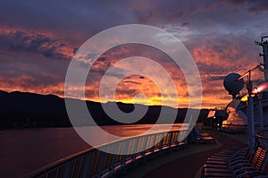 Sunrise from the deck of a Cruise ship.