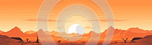 sunrise desert vector flat minimalistic isolated illustration