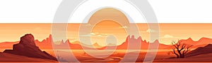 sunrise desert vector flat minimalistic isolated illustration