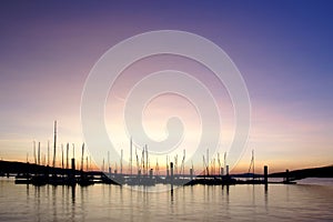 Sunrise at deserted pier
