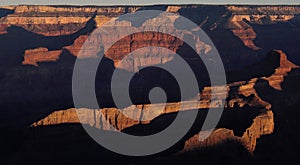 Sunrise detail at Pima Point, Grand Canyon National Park