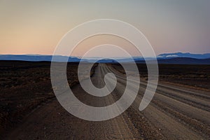 Sunrise dirt road in the Tankwa Karoo National Park