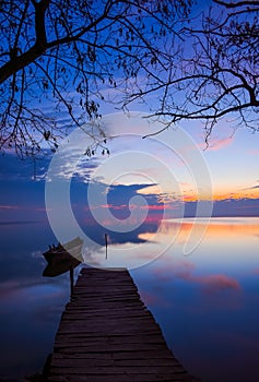 sunrise in Dobrogea on the lake