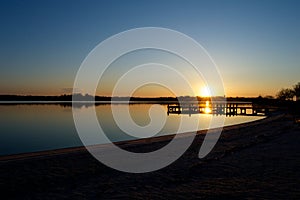 Sunrise at the dock on the river