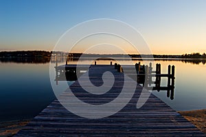 Sunrise at the dock on the river