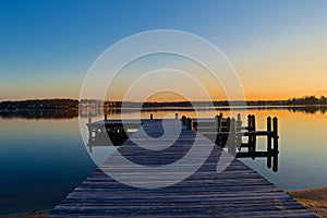 Sunrise at the dock on the river