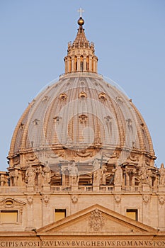 Sunrise on the Dome of Saint Peter's Basilica in Rome