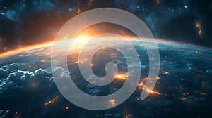 Sunrise Earth Orbit Space Clouds Nightlights