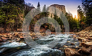 Sunrise on El Capitan & the Merced River, Yosemite National Park, California