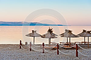 Sunrise on empty beach in Croatia