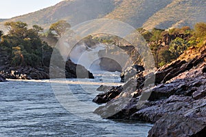 Sunrise at the Epupa waterfall, Namibia