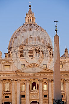 Sunrise on the Facade of Saint Peter's Basilica in Rome