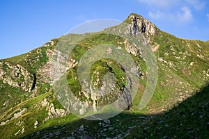 Sunrise on Fagaras high mountain ridge.